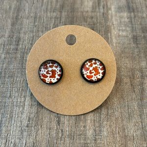 Homemade‎ Earrings - 12mm diameter circle - post style - animal print